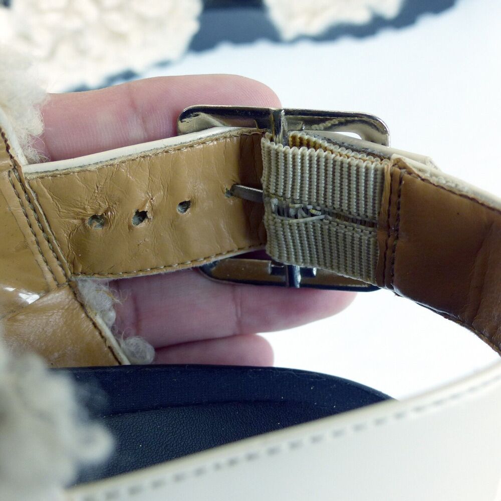 Urban Outfitters Sandal Womens 7 Beige Lexi Faux Sherpa Straps Platform Gorpcore - Picture 13 of 14